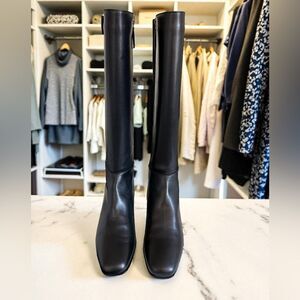 AQUATALIA ‘Lizbeth’ Black Leather / Elastic Calf Riding Boot with Dust Bag, 8M